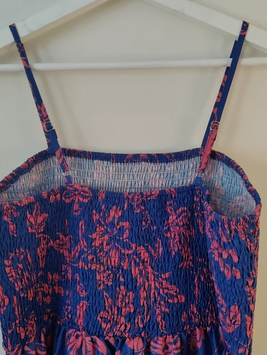 Maxi Sundress with Smocked Bust, Spaghetti Straps, Flowy A-Line Fit Size L - Picture 7 of 11